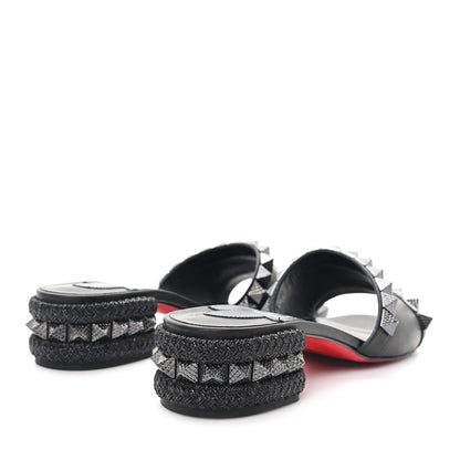 Christian Louboutin Waxed Calfskin Pyramule 30mm Sandals 37 Black 5 of 9