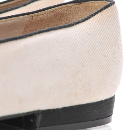 Chanel Twill Grosgrain CC Cap Toe Ballerina Flats 36.5 White Black 12 of 17