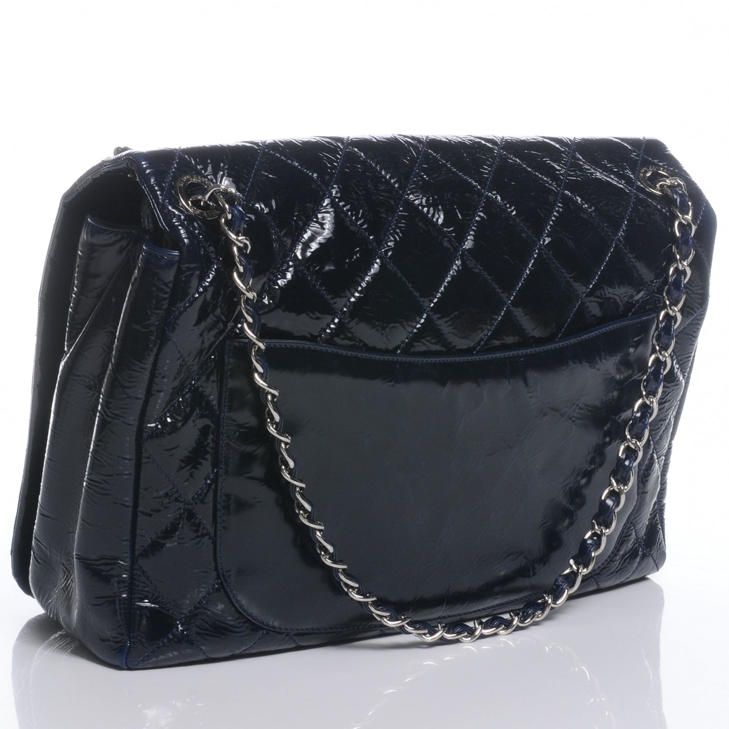 Chanel Patent Quilted XL Flap Navy Blue 3 of 8