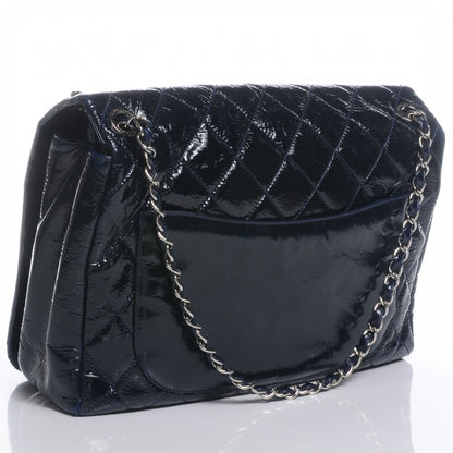Chanel Patent Quilted XL Flap Navy Blue 3 of 8