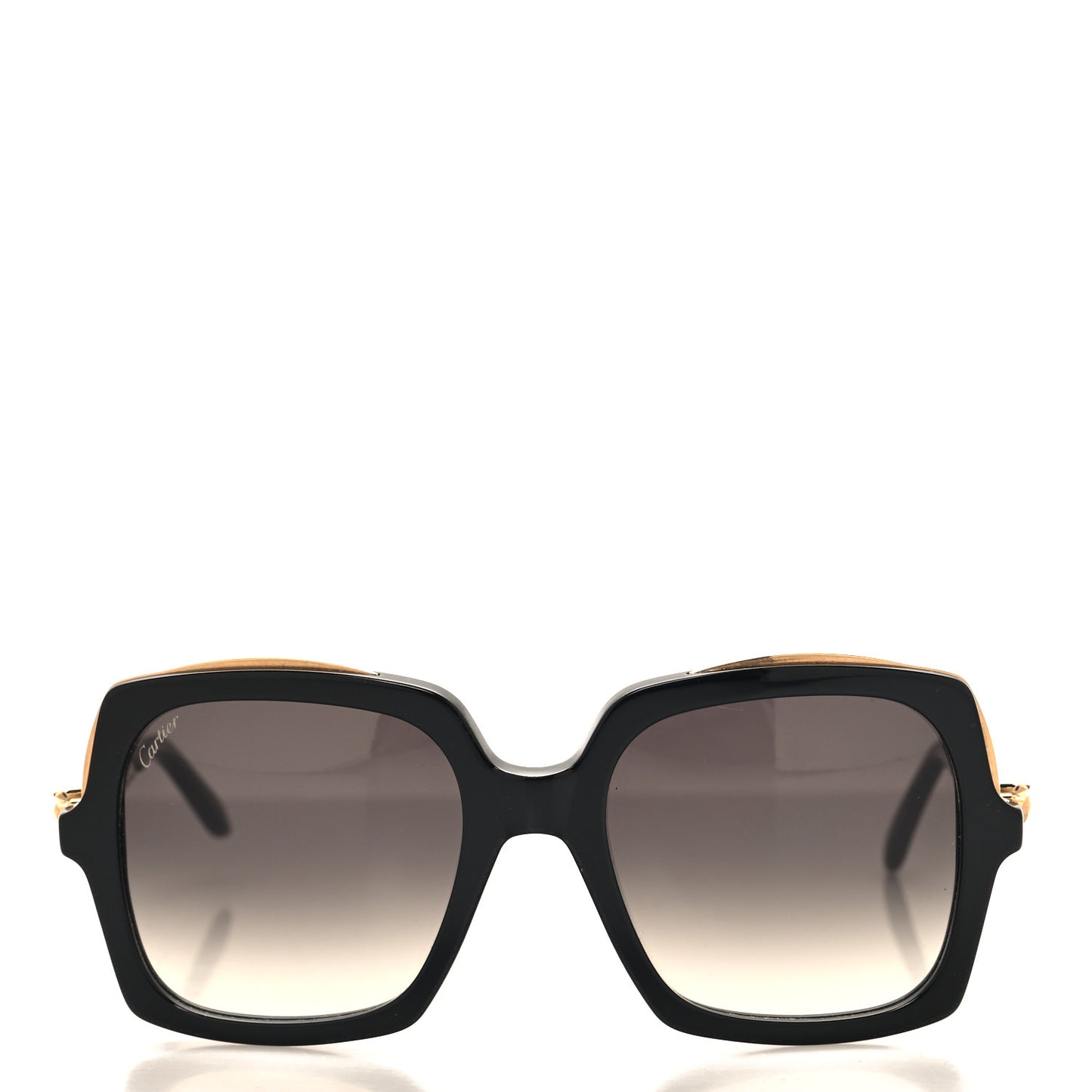Metal Panthère de Cartier Square Sunglasses Black Black