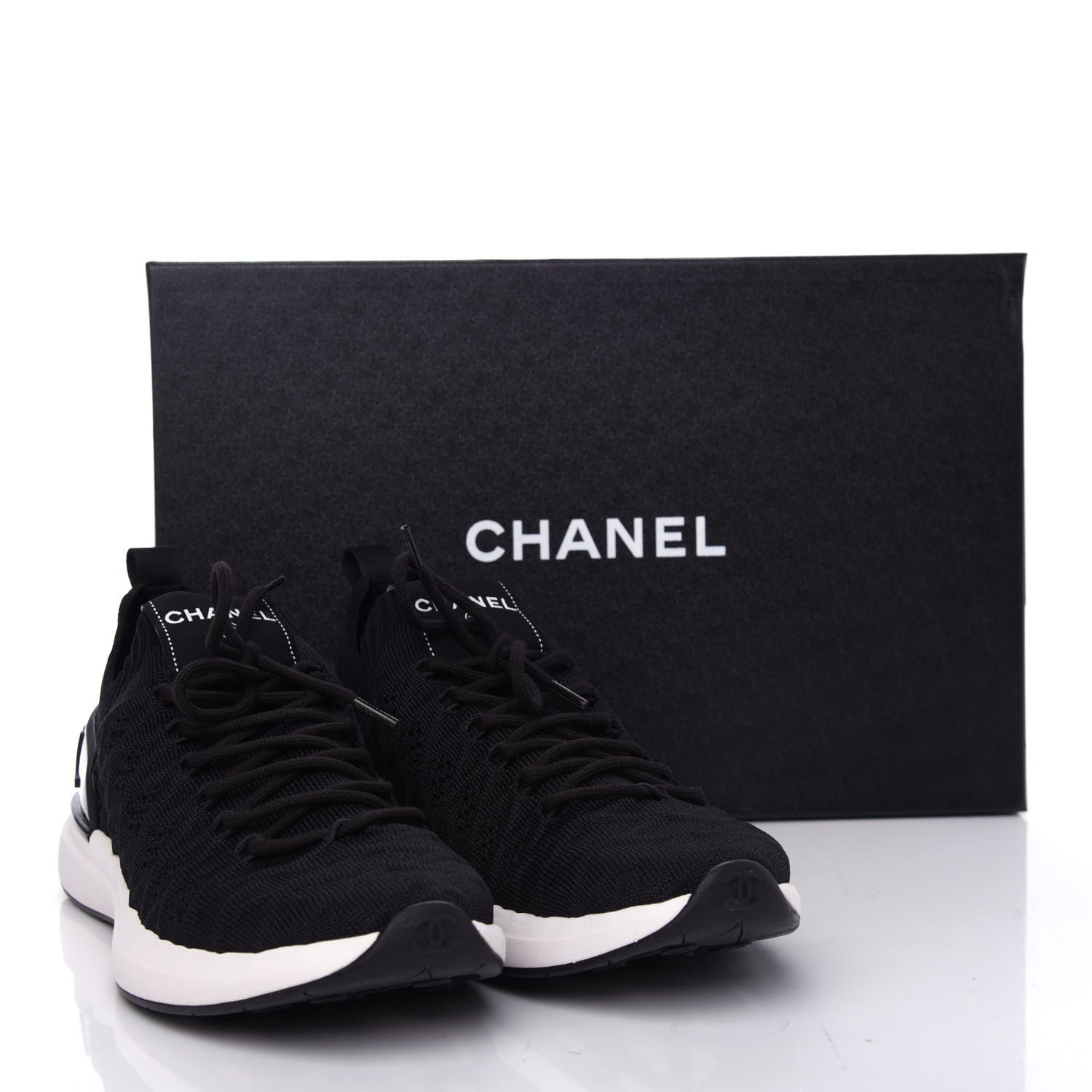 Chanel Fabric Logo Sneakers 38 Black 10 of 10
