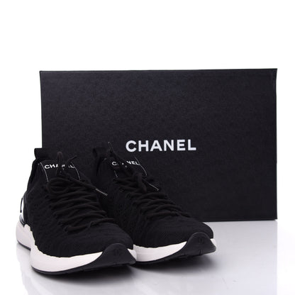 Chanel Fabric Logo Sneakers 38 Black 10 of 10