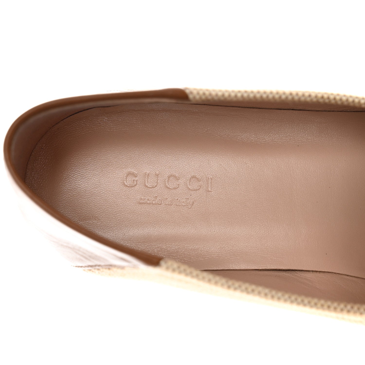 Gucci Canvas Malaga Kid Web Womens Horsebit Brixton Loafers 38 Sand Light Cuir 7 of 9