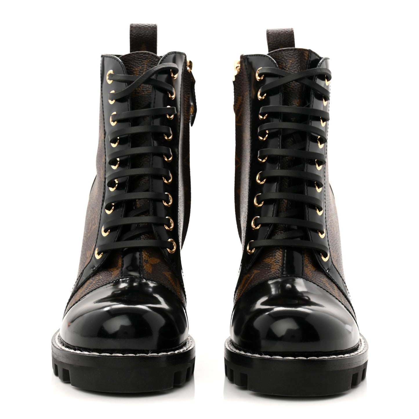 Patent Calfskin Monogram Star Trail Ankle Boots 37 Black