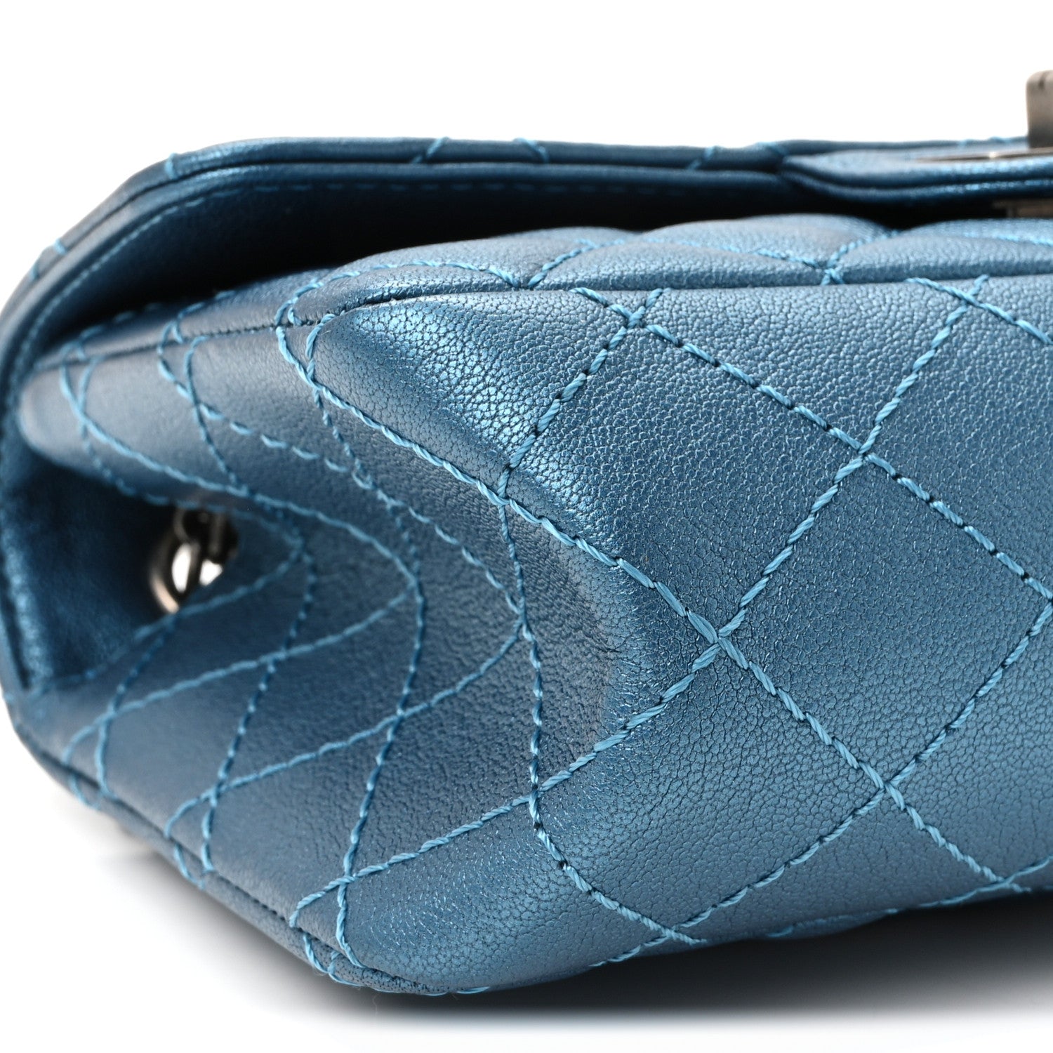 Chanel Metallic Sheepskin Quilted 2.55 Reissue Mini Flap Blue 9 of 10