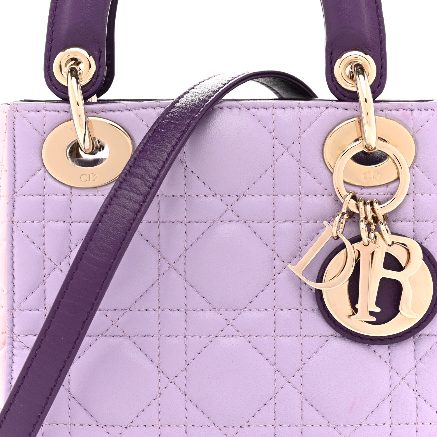 Christian Dior Lambskin Cannage Mini Bi-Color Lady Dior Purple