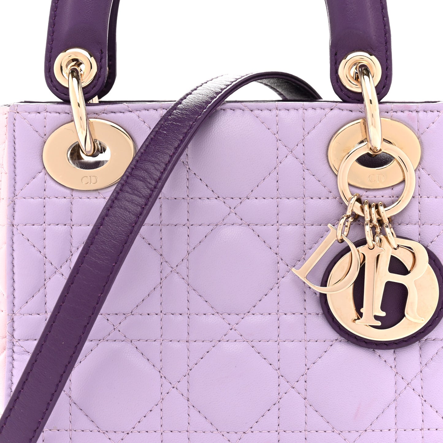 Lambskin Cannage Mini Bi-Color Lady Dior Purple Pink
