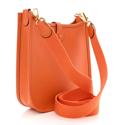 Hermes Taurillon Clemence Evelyne TPM Orange 3 of 11