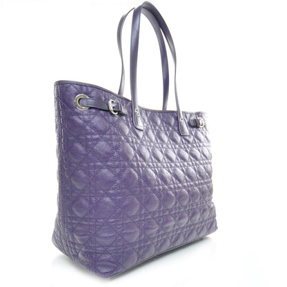 Christian Dior Coated Canvas Cannage Medium Panarea Tote Purple 3 of 8