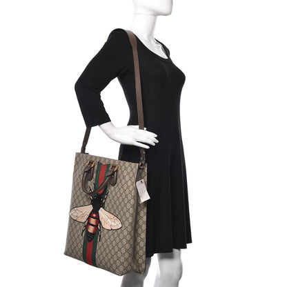 Gucci GG Supreme Monogram Web Animalier Bee Vertical Tote Brown 2 of 11
