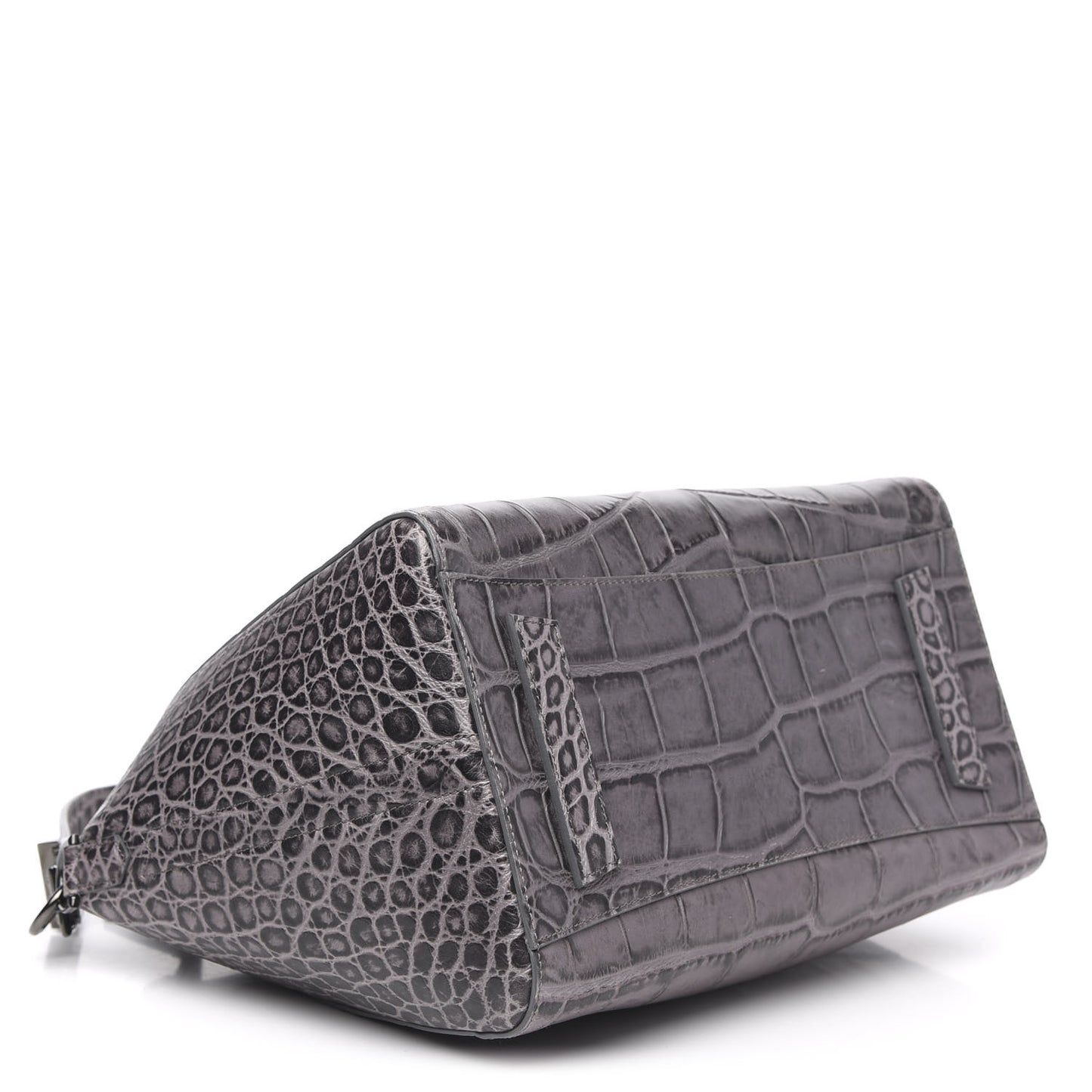 Calfskin Crocodile Embossed 3D Stud Medium Antigona Storm Grey