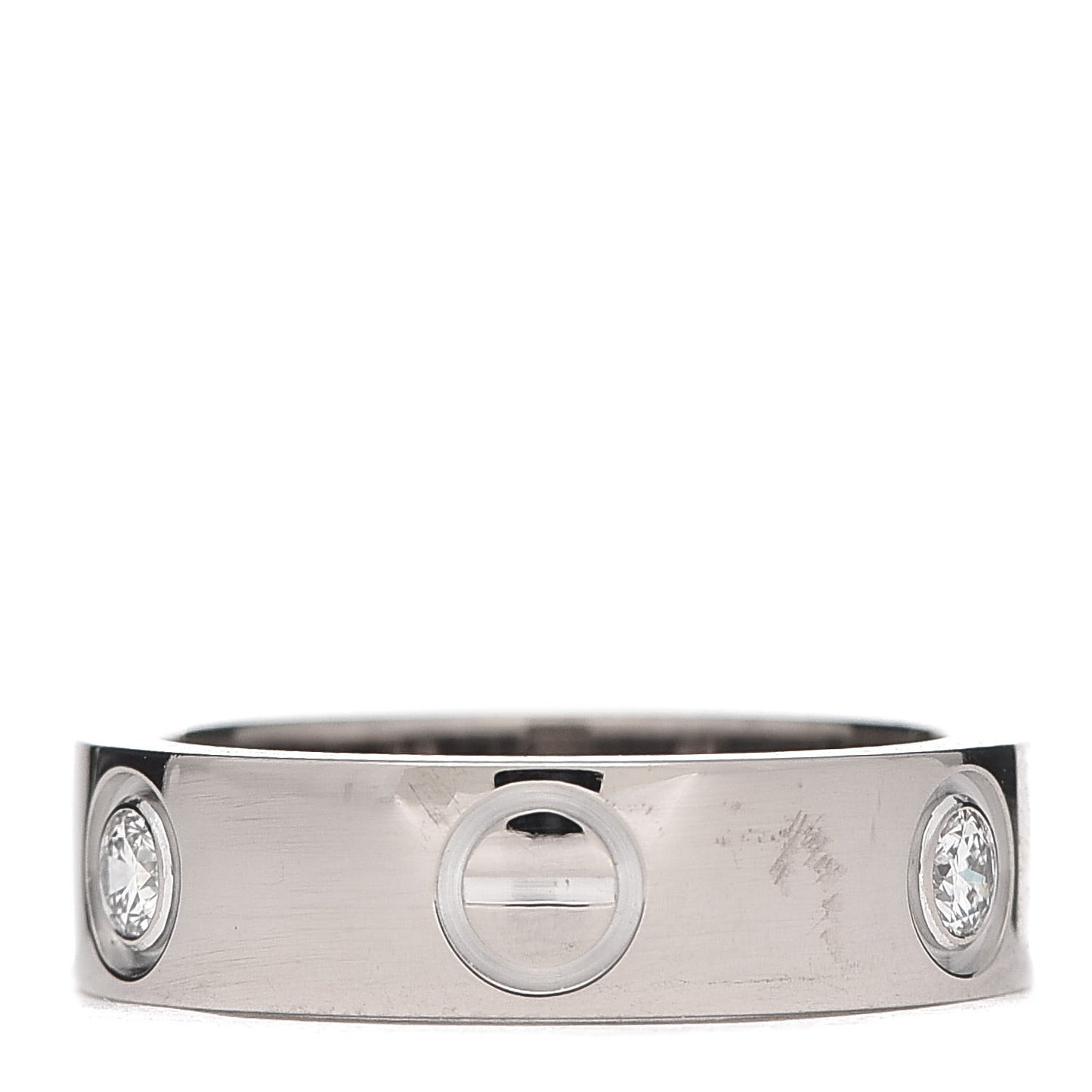18K White Gold 3 Diamond 5.5mm LOVE Ring 51 5.75