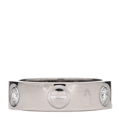 Cartier 18K White Gold 3 Diamond 5.5mm LOVE Ring 51 5.75 3 of 4
