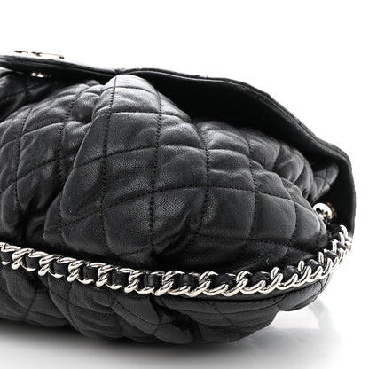 Chanel Washed Lambskin Quilted Large Chain Around Messenger Black 10 of 11