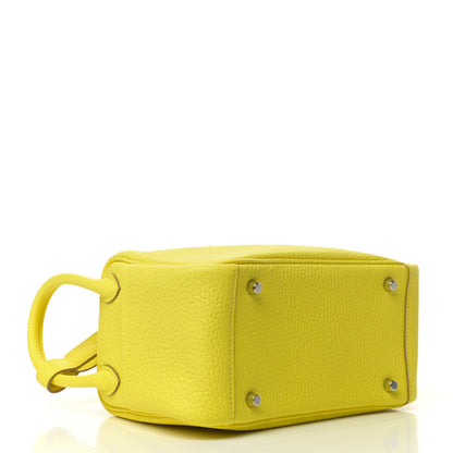 Hermes Taurillon Clemence Mini Lindy 20 Lime 4 of 9