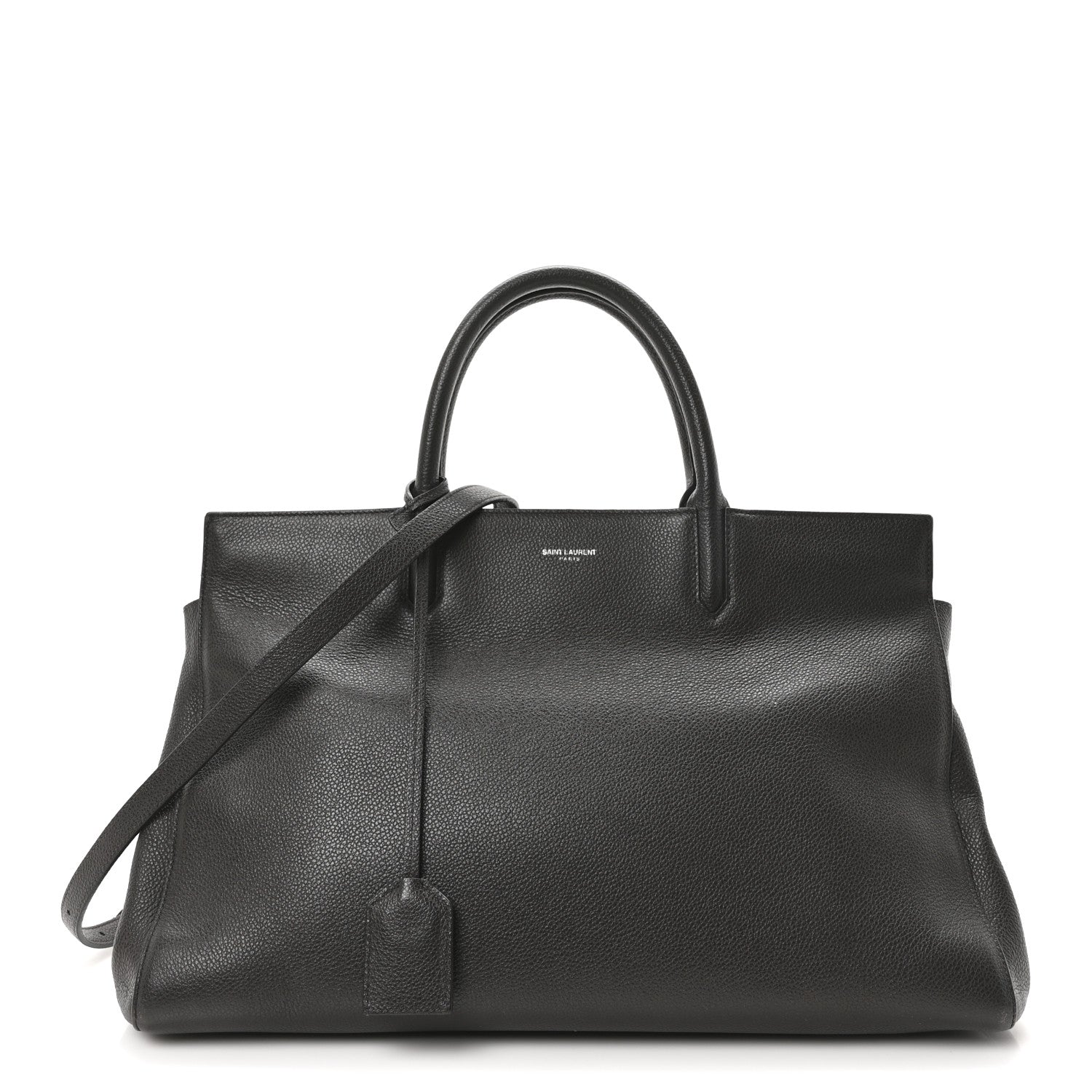 Saint Laurent Grained Calfskin Medium Cabas Rive Gauche Coal 1 of 10