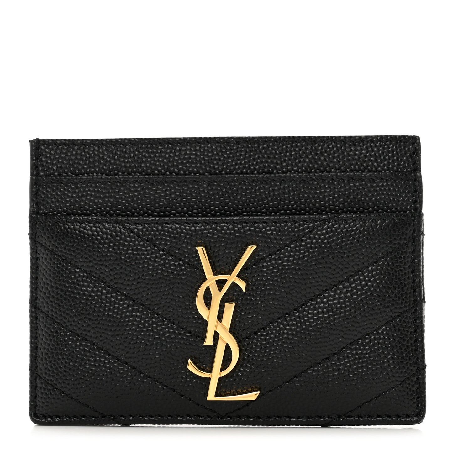 Grain De Poudre Matelasse Chevron Monogram Credit Card Case Black