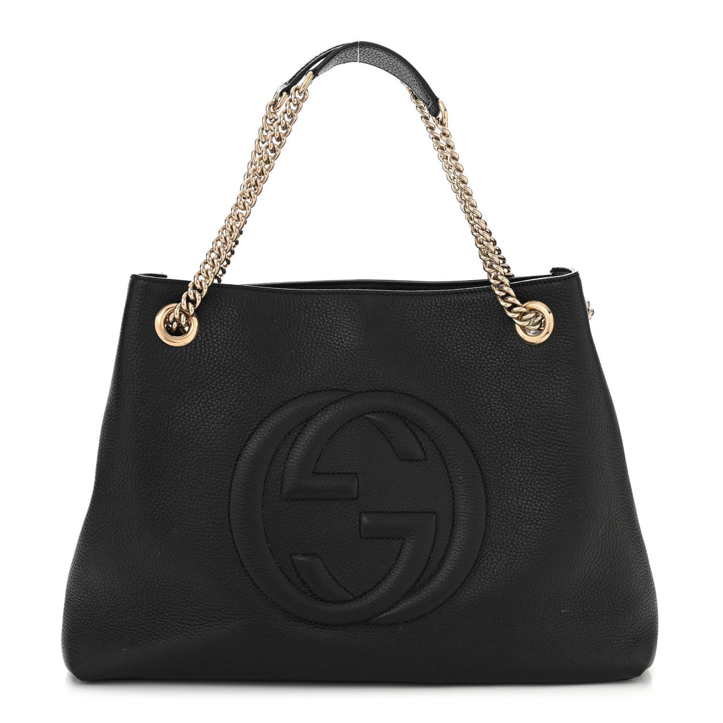 Pebbled Calfskin Medium Soho Chain Shoulder Bag Black