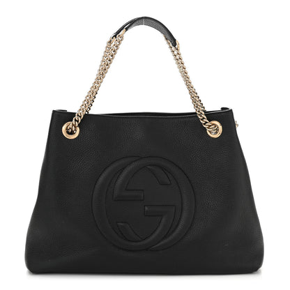 Gucci Pebbled Calfskin Medium Soho Chain Shoulder Bag Black 1 of 10