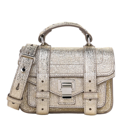 Proenza Schouler Textured Metallic Lambskin Micro PS1 Satchel Light Gold 1 of 6
