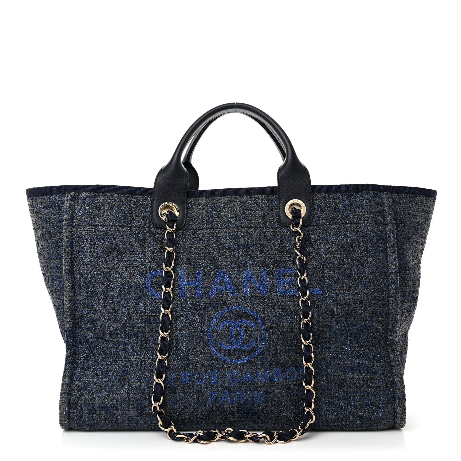Chanel Denim Large Deauville Tote Navy Dark Blue 1 of 11