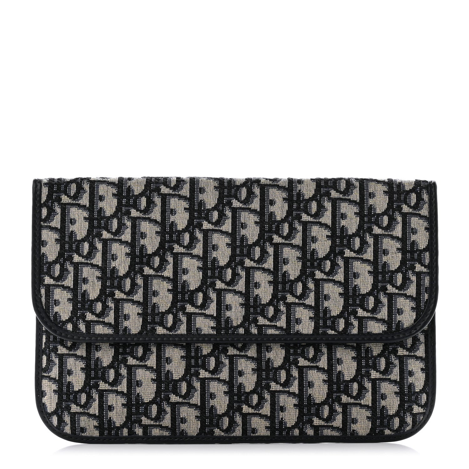 Christian Dior Oblique Flap Pouch Clutch Blue 1 of 8