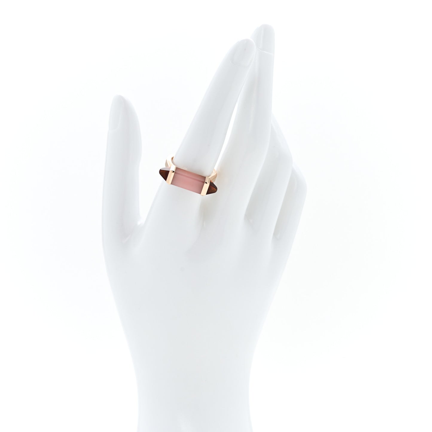 18K Pink Gold Pink Chalcedony Garnet Les Berlingots de Cartier Ring 58 8.25