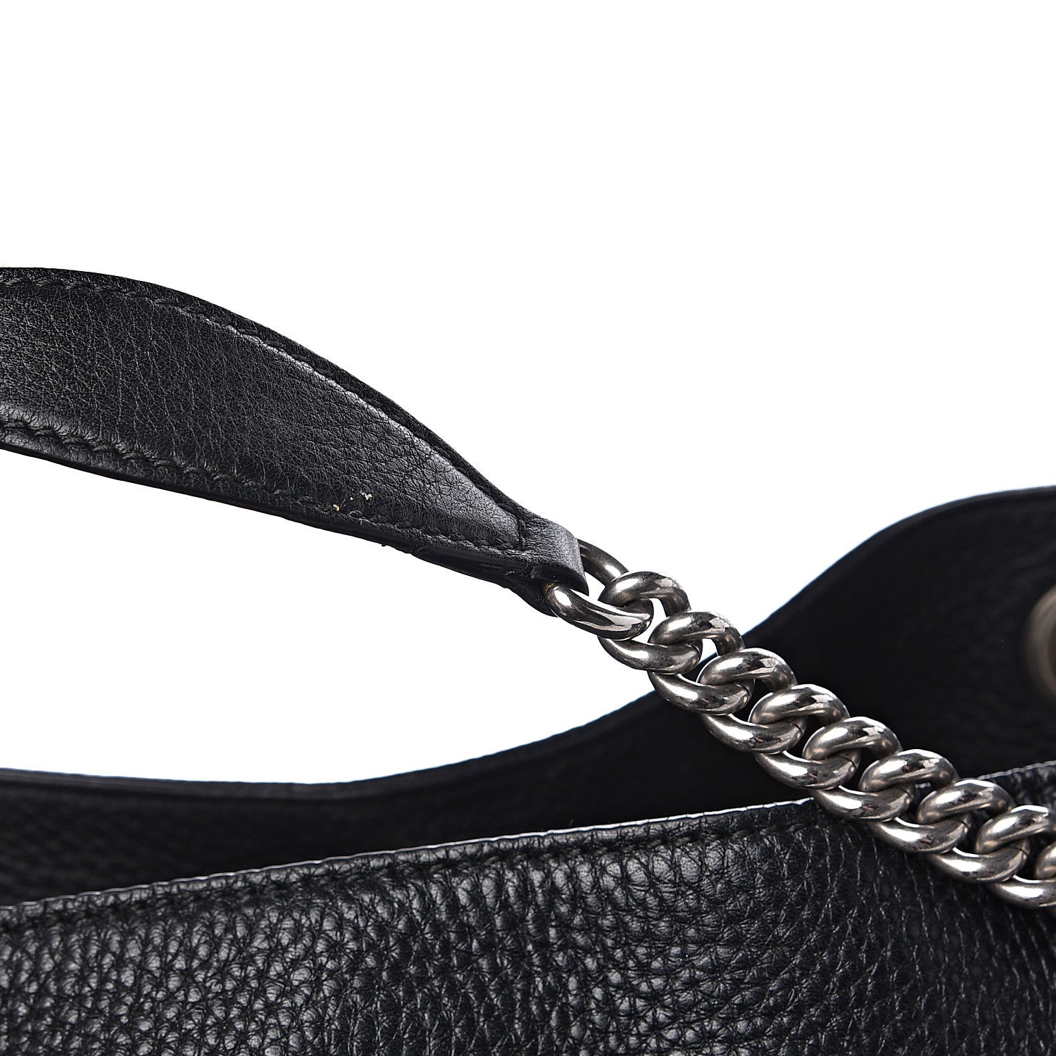 Gucci Pebbled Calfskin Studded Medium Soho Chain Shoulder Bag Black 11 of 14