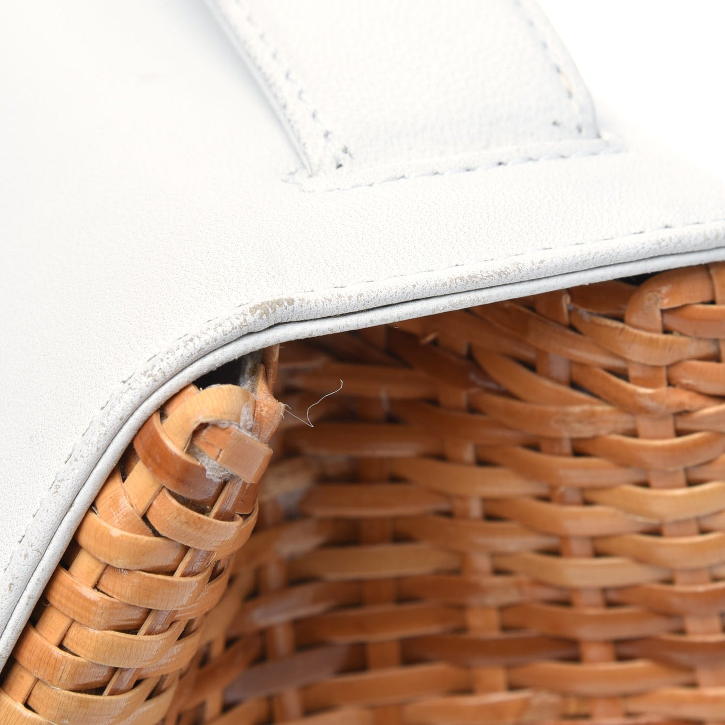 Lambskin Straw Basket Shoulder Bag Light Beige