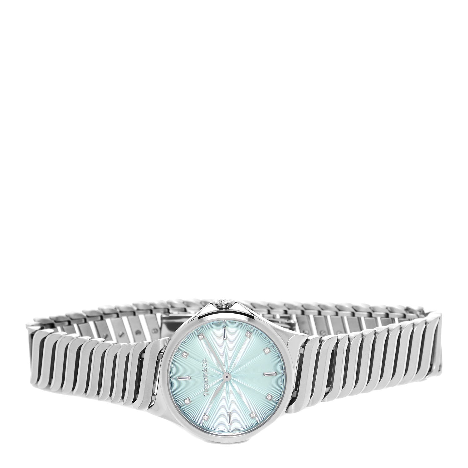Tiffany Stainless Steel Diamond 28mm Metro 2-Hand Quartz Watch Ice Blue 2 of 5