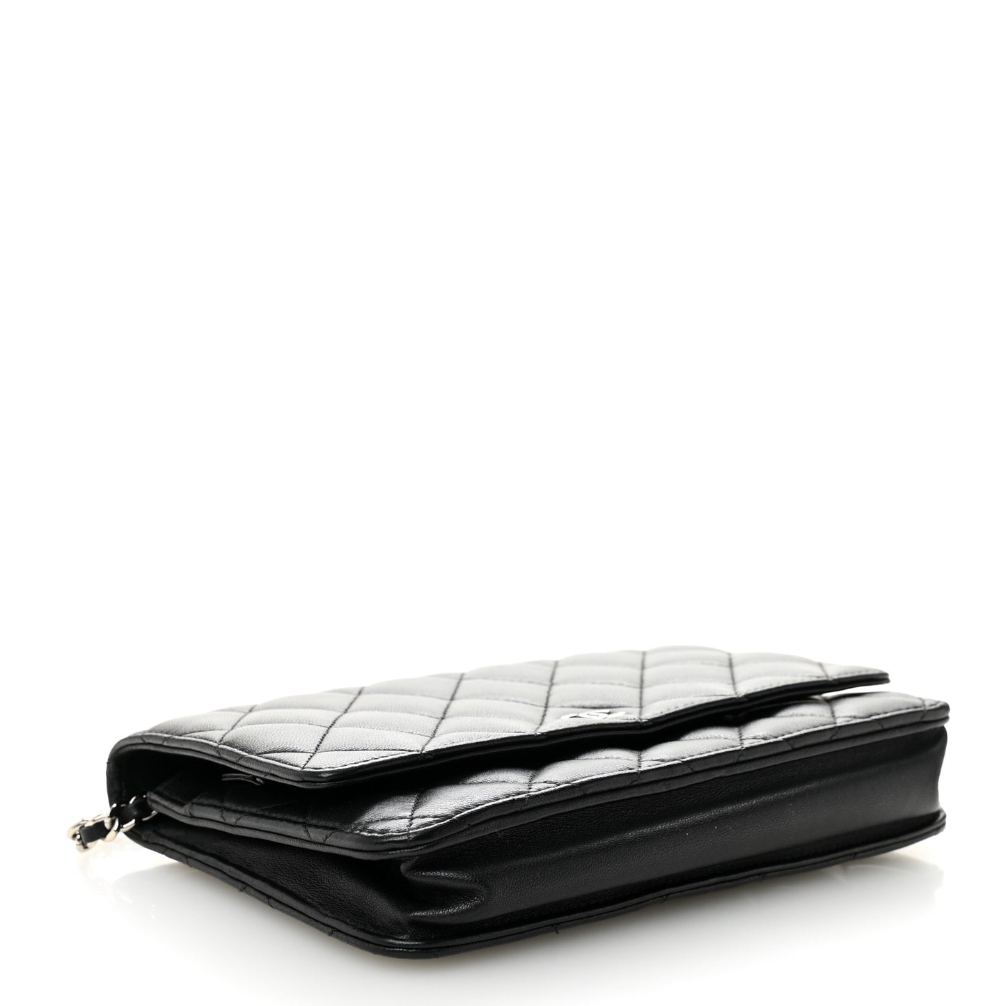 Lambskin Quilted Wallet On Chain WOC Black