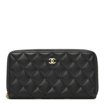 Chanel Caviar Quilted Large Gusset Zip Around Wallet Black 1 of 8