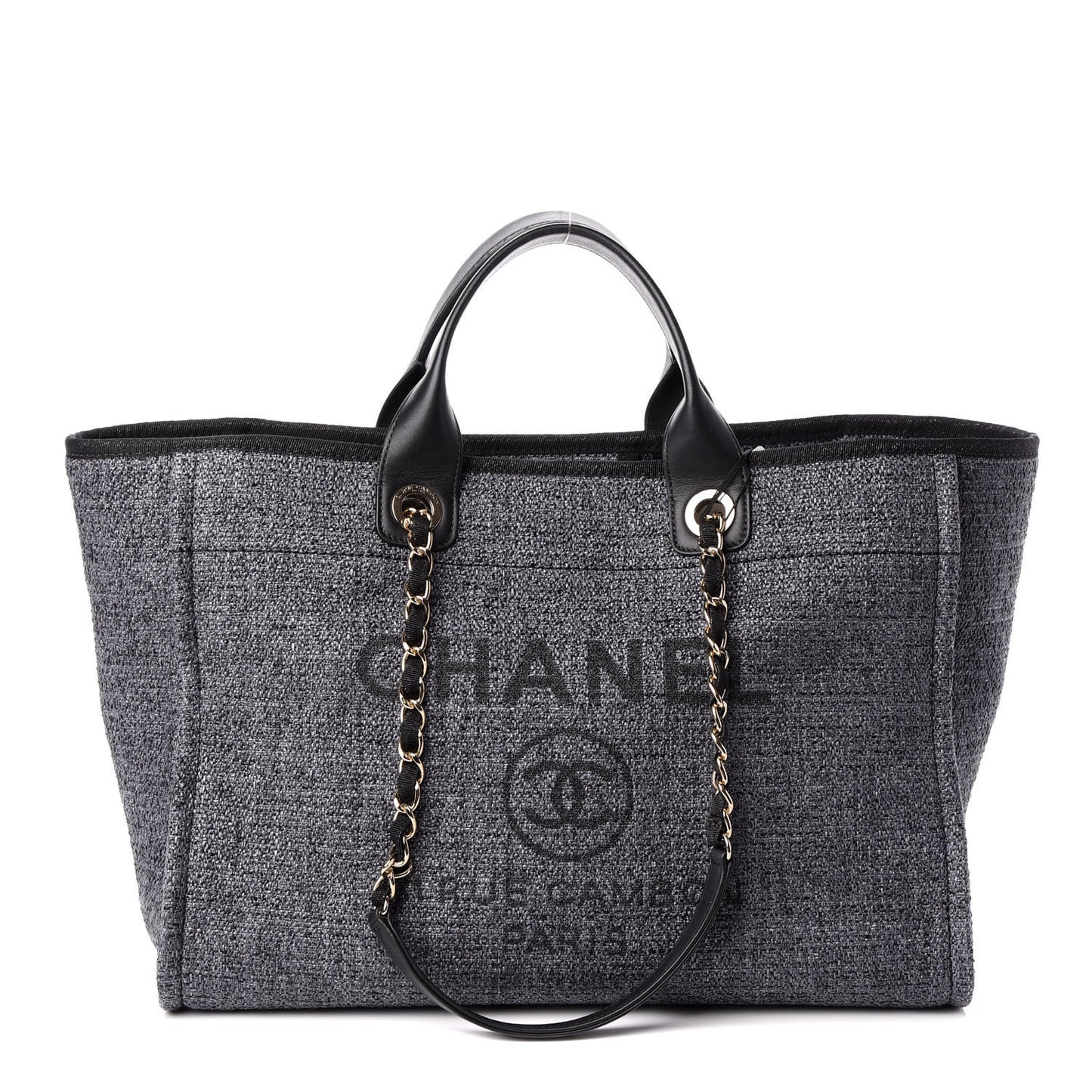 Lurex Boucle Medium Deauville Tote Black