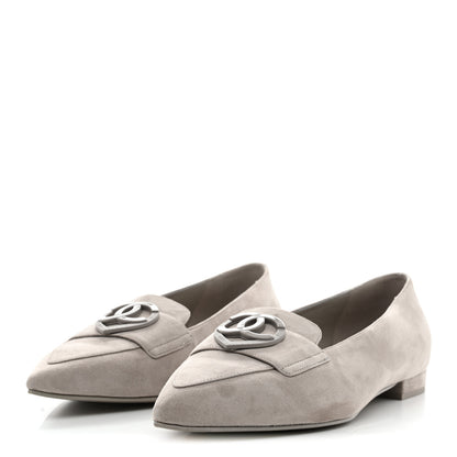 Chanel Suede Heart CC Loafers 40.5 Grey 4 of 9