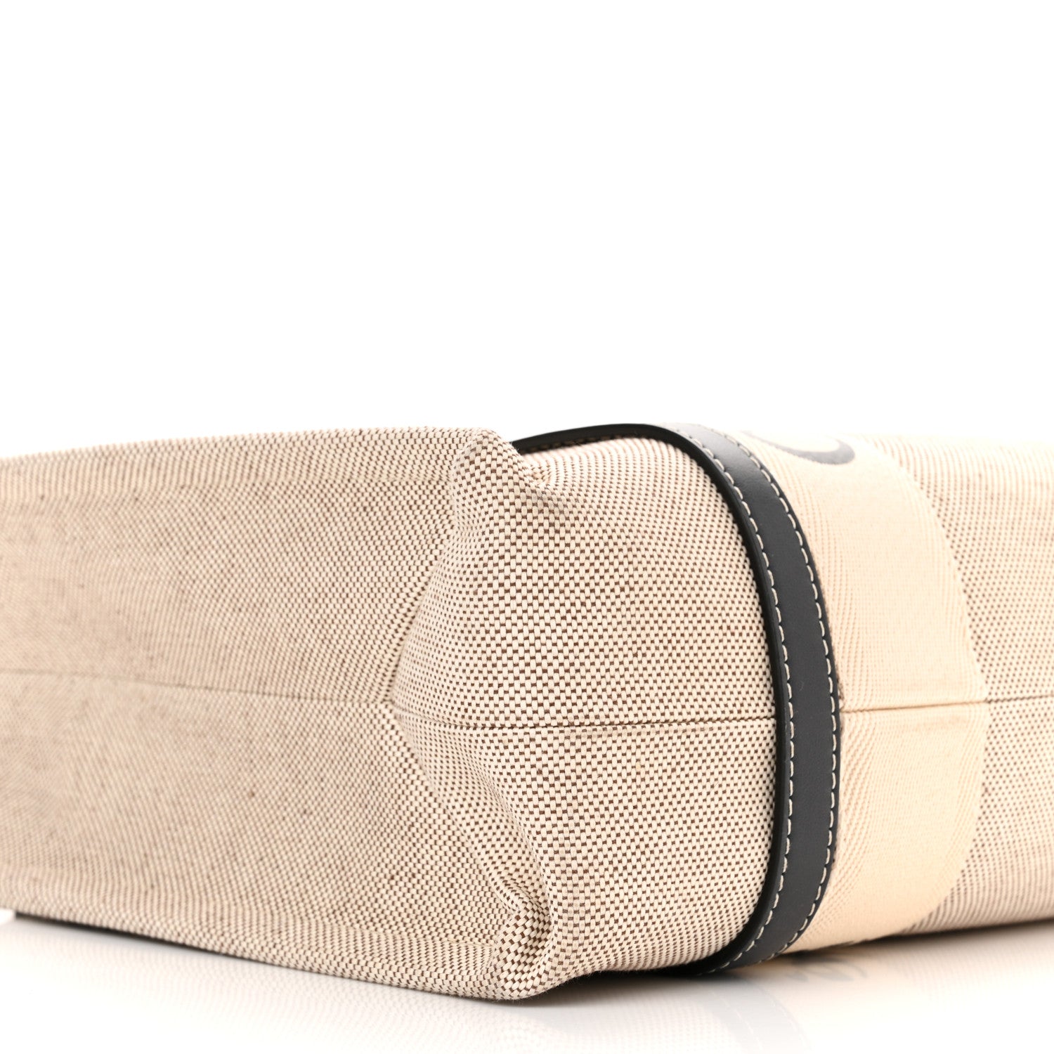 Chloe Cotton Calfskin Medium Woody Ribbon Tote White Black 9 of 10