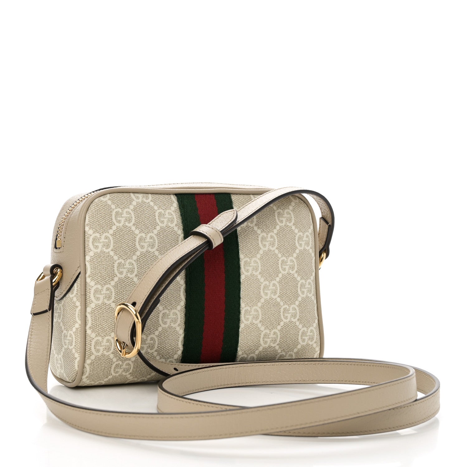 Gucci GG Supreme Monogram Textured Dollar Calfskin Mini Ophidia Shoulder Bag Beige Mystic White Oatmeal 3 of 10