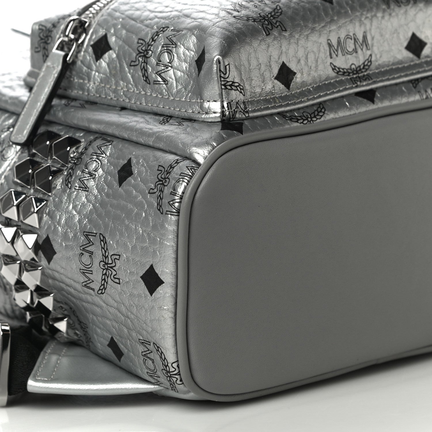 MCM Visetos Small Side Stud Stark Backpack Silver 8 of 9