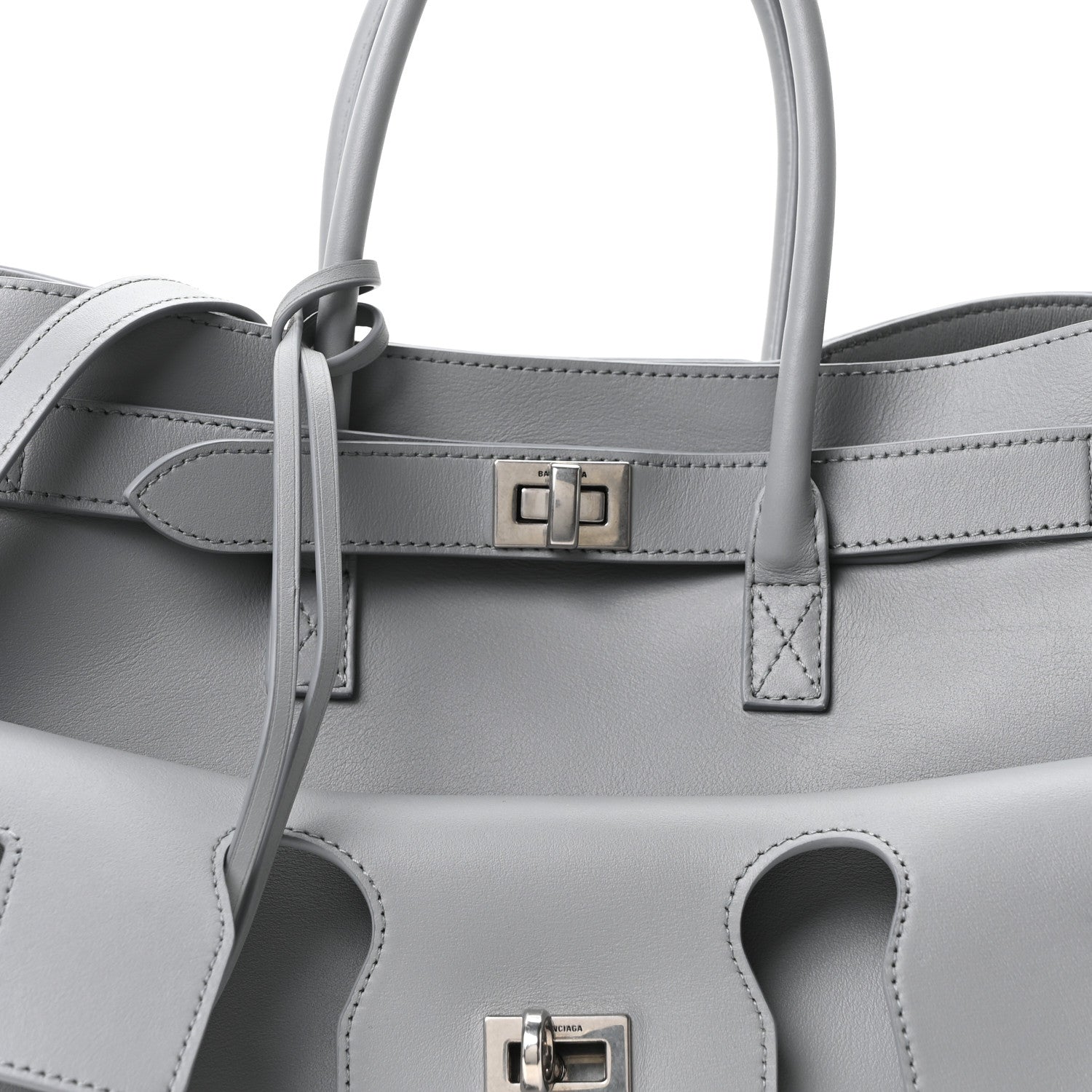 Balenciaga Smooth Calfskin Small Bel Air Carry All Bag Cloud Grey 7 of 9