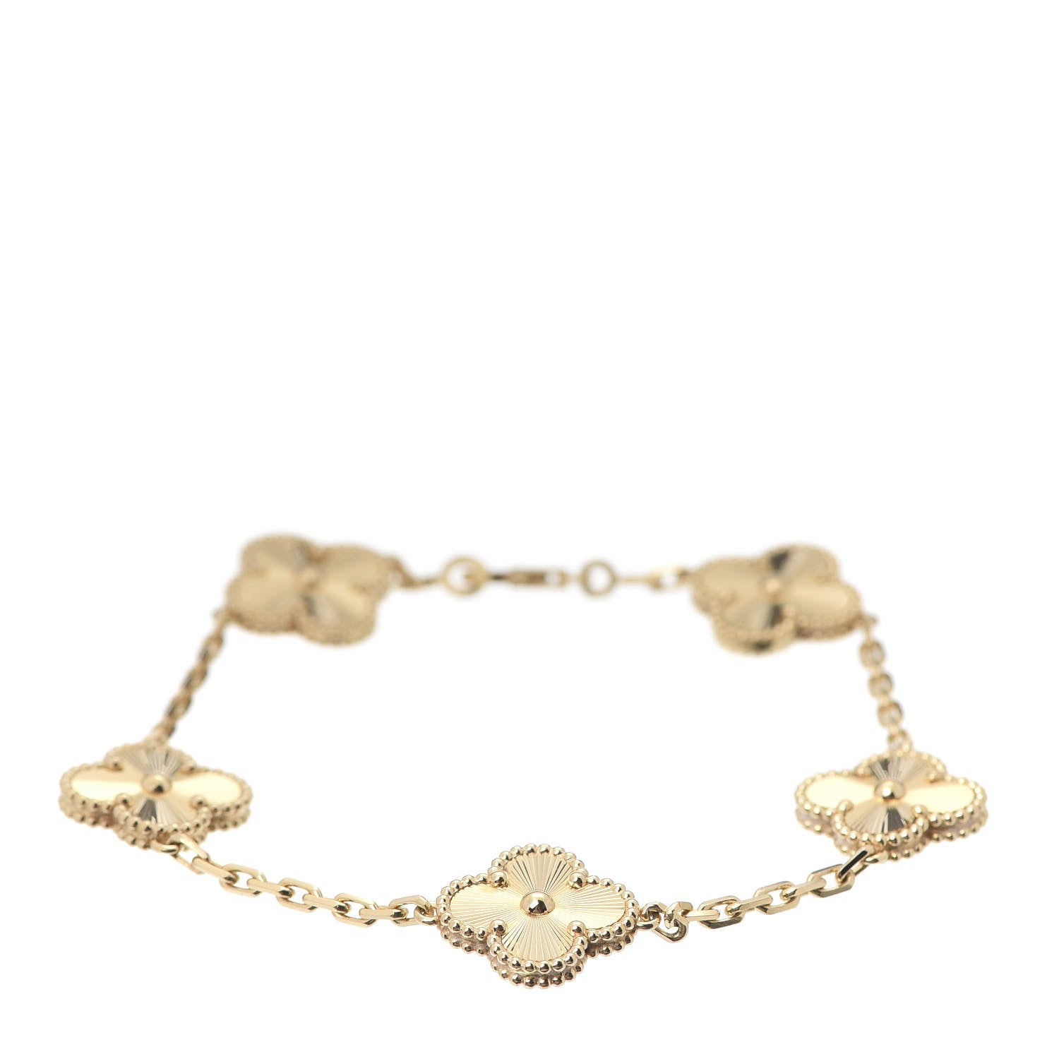 Van Cleef & Arpels 18K Yellow Gold 5 Motifs Guilloche Vintage Alhambra Bracelet 1 of 8