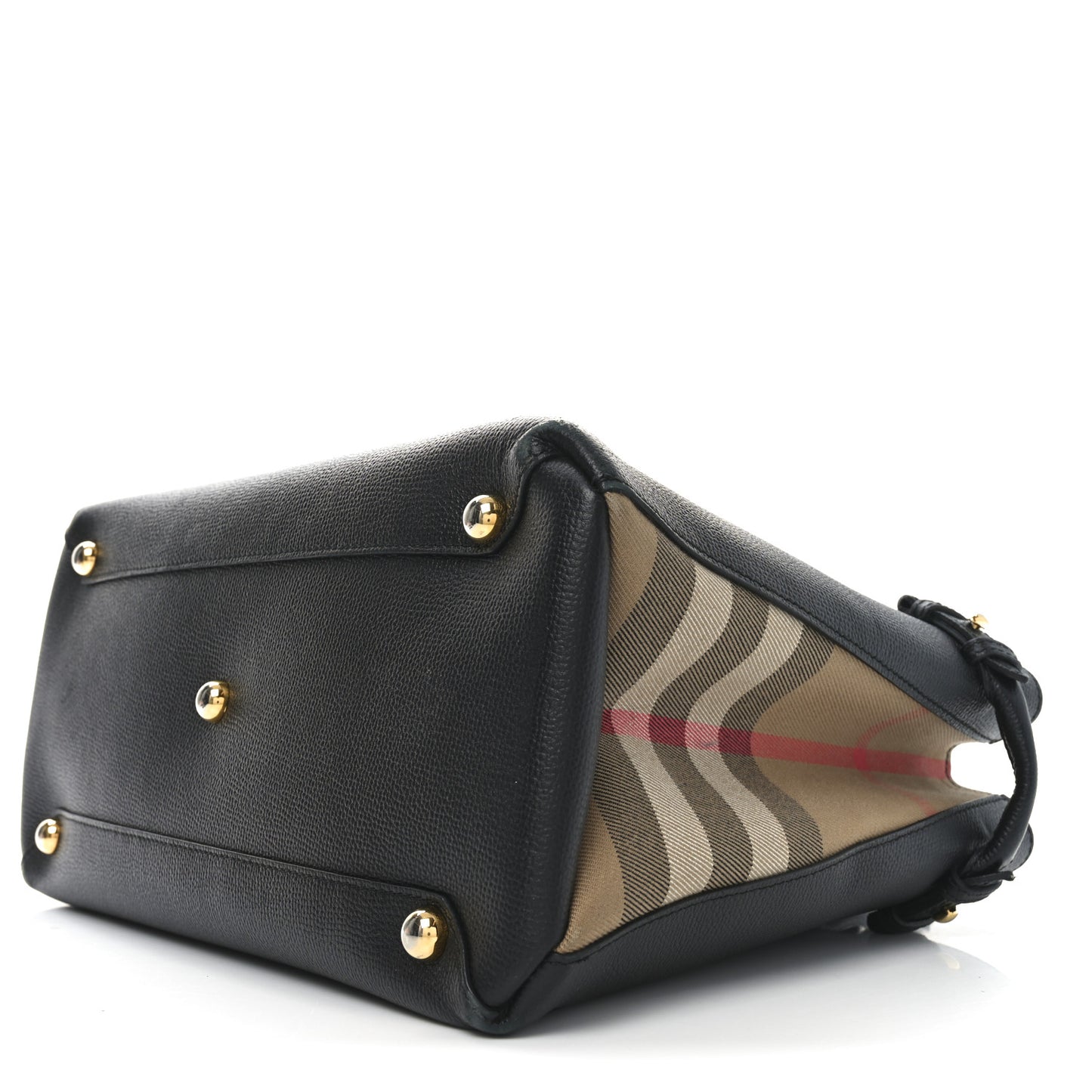 Derby Calfskin House Check Medium Banner Tote Black