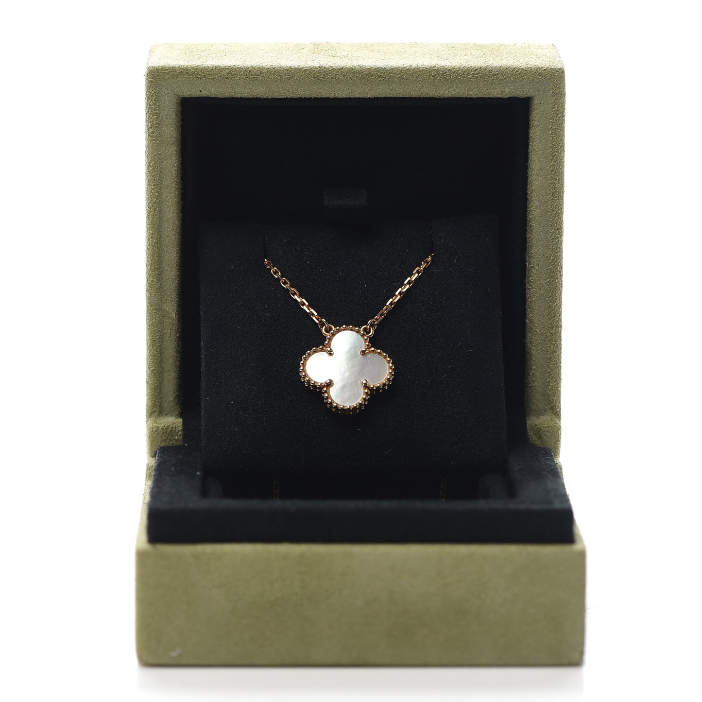 18K Yellow Gold Mother of Pearl Vintage Alhambra Pendant Necklace