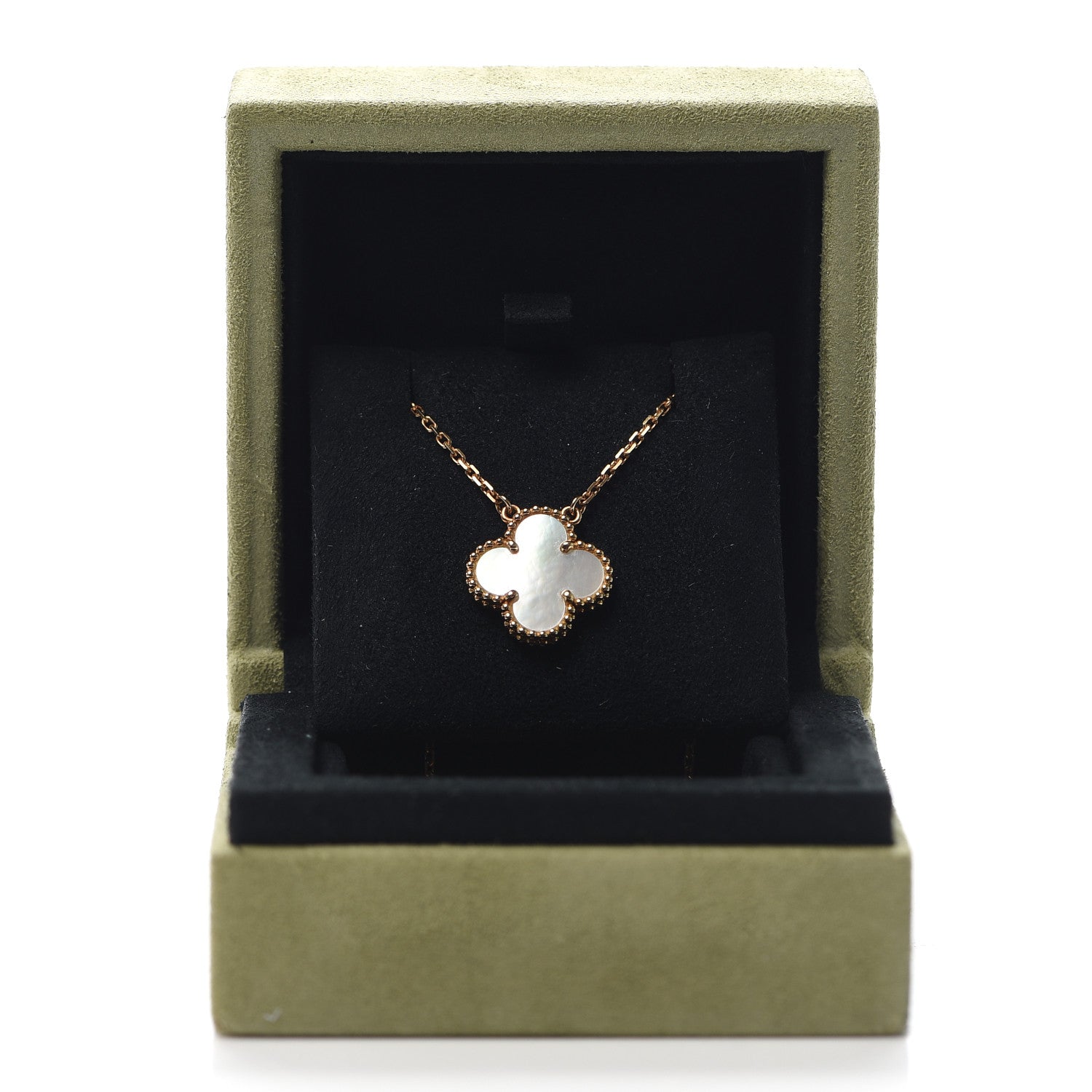 Van Cleef & Arpels 18K Yellow Gold Mother of Pearl Vintage Alhambra Pendant Necklace 8 of 8