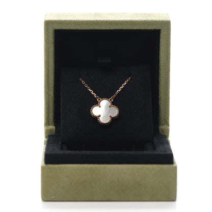 Van Cleef & Arpels 18K Yellow Gold Mother of Pearl Vintage Alhambra Pendant Necklace 8 of 8