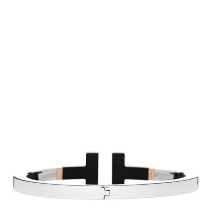 Tiffany Sterling Silver 18K Yellow Gold Black Ceramic T Square Bracelet 2 of 3