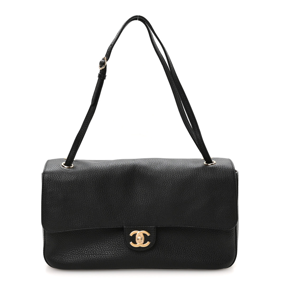 Grained Calfskin Small Souplissimo Maxi Flap Black