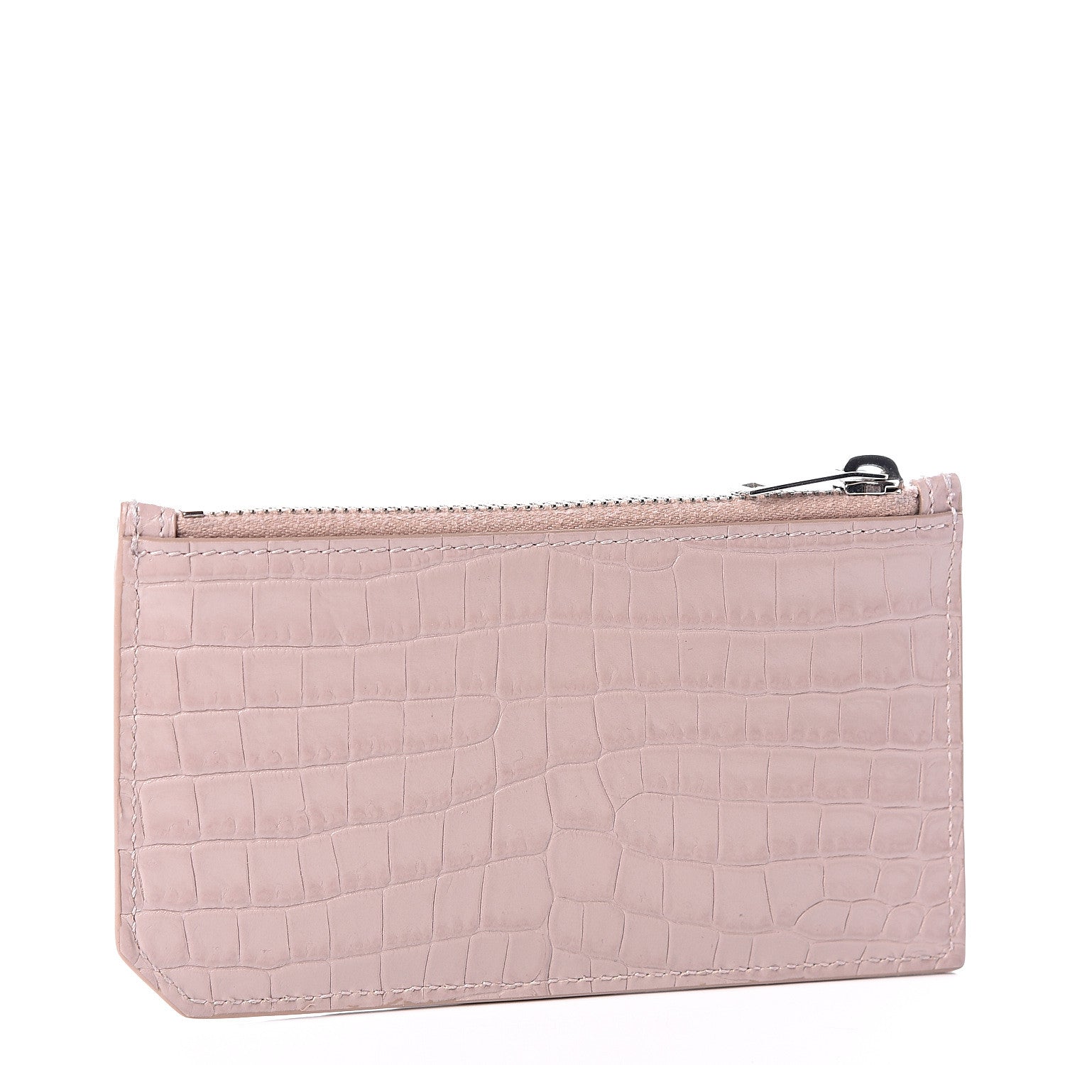 Saint Laurent Crocodile Embossed 5 Fragments Card Case Rose Antic 2 of 8