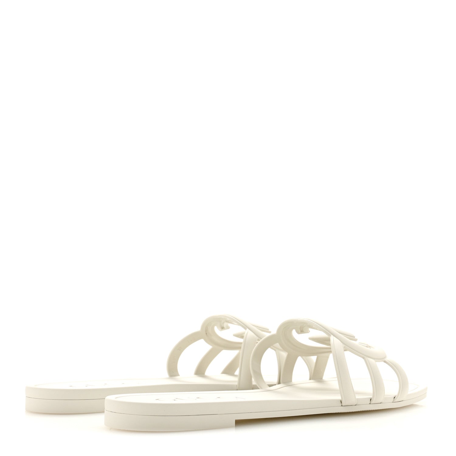 Gucci Rubber Interlocking G Womens Slide Sandals 39 Mystic White 5 of 10