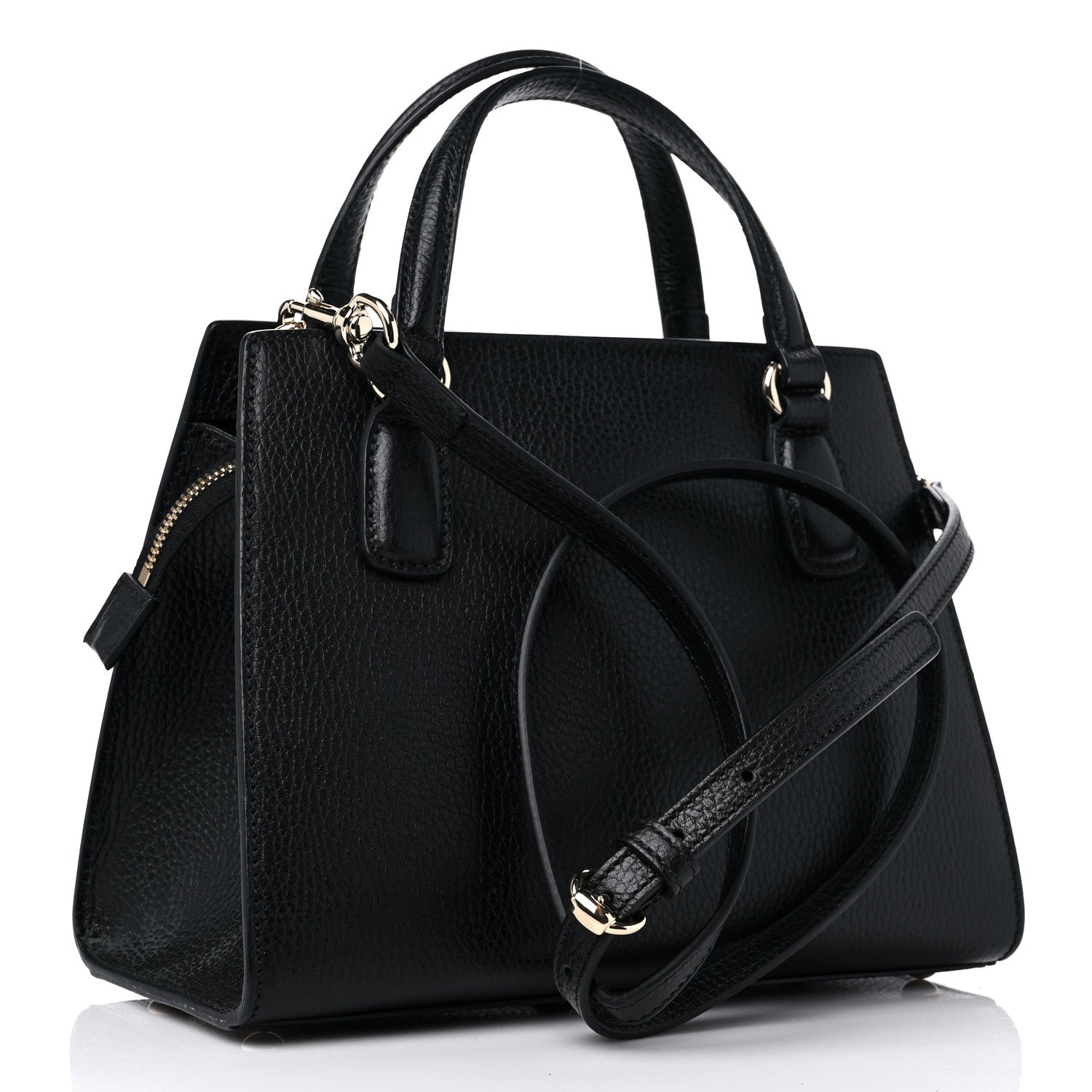 Gucci Dollar Calfskin Medium Soho Top Handle Satchel Black 3 of 9