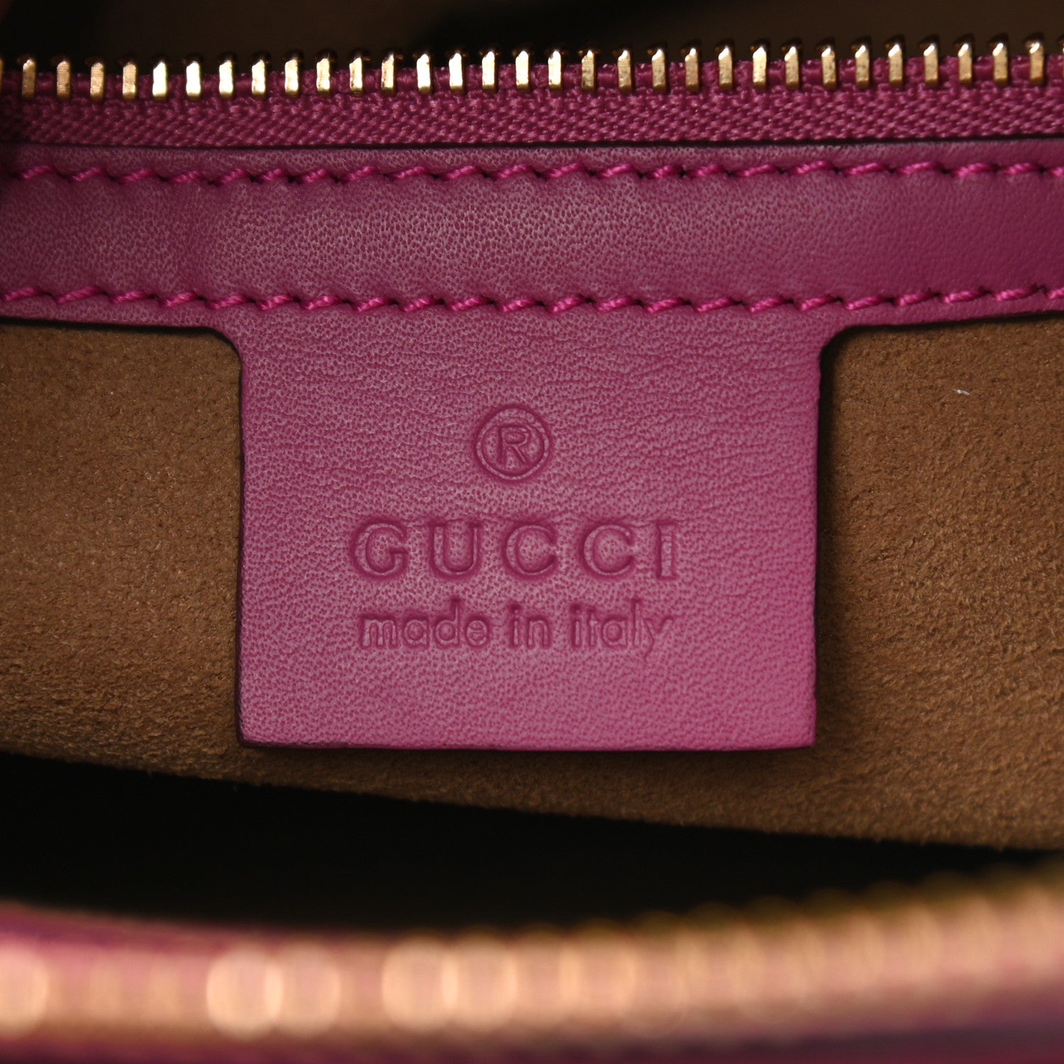 Gucci GG Supreme Monogram Moon Calfskin Small Zip Top Tote Beige Ebony Hibiscus Red New Rosette 6 of 10